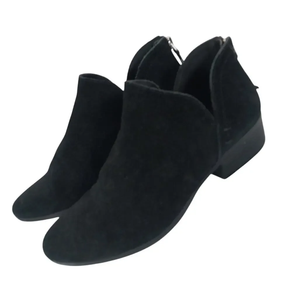 KENNETH COLE! REACTION BLACK GENUINE SUEDE LEATHER CHUNKY HEEL BOOTS! SZ 6.5M